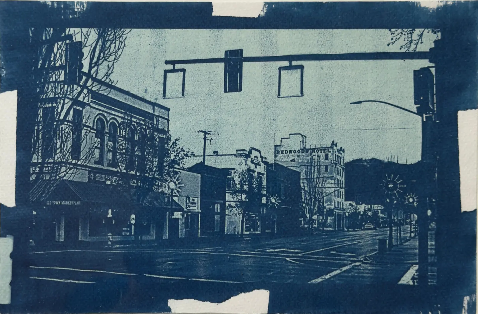 Cyanotype - Photo of downtown Grants Pass, Oregon